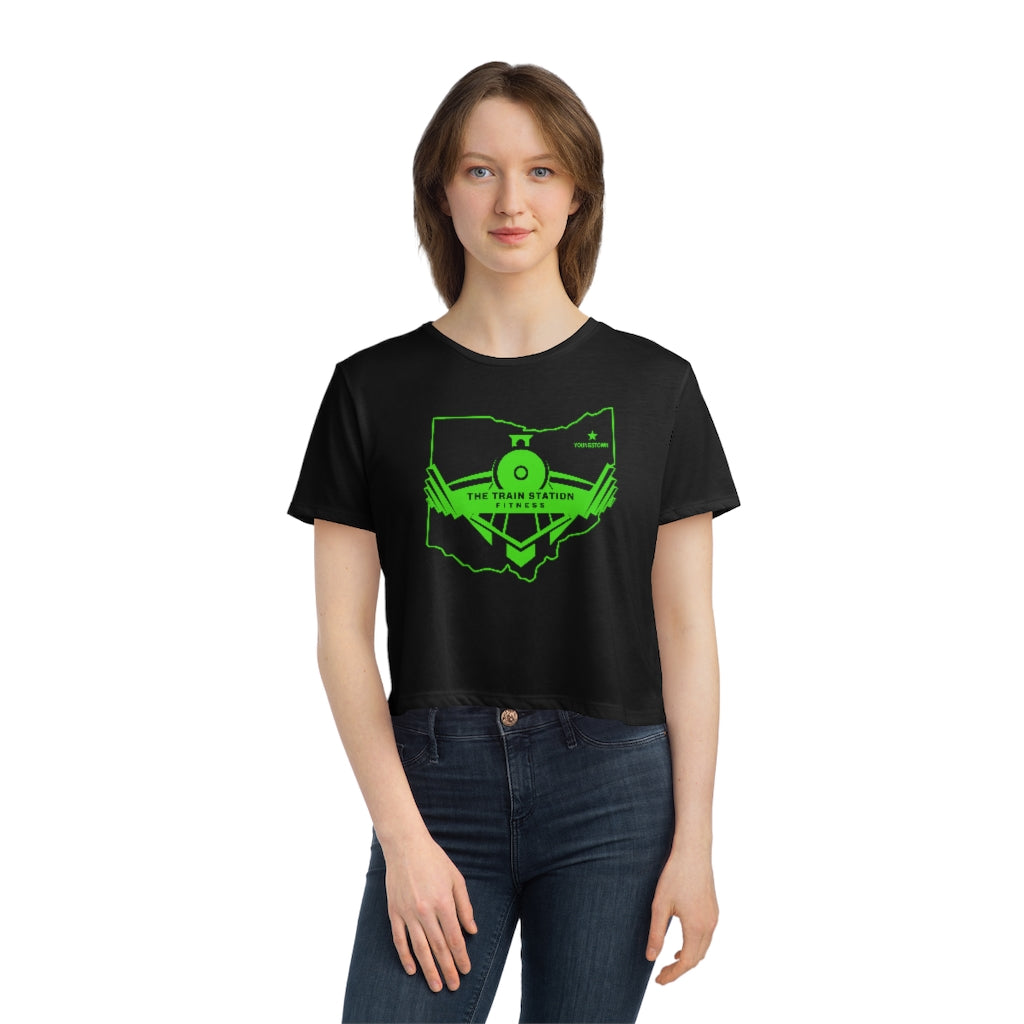 TSF Women's Flowy Lime Ohio Cropped Tee