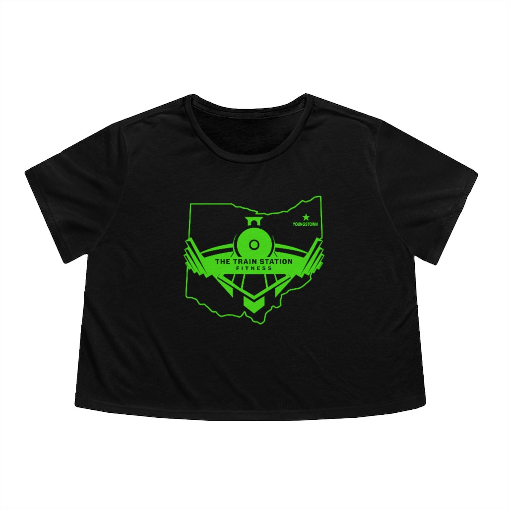TSF Women's Flowy Lime Ohio Cropped Tee